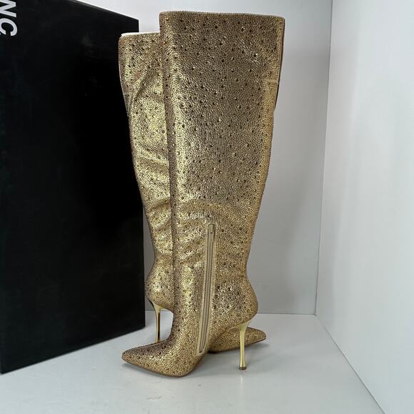 INC International Concepts SeveriaF5 Jeweled Knee High Boot Gold Women 7M NWB - Picture 8 of 14